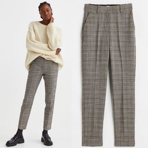 H&M NWT Brown Plaid Elastic Waist Slacks